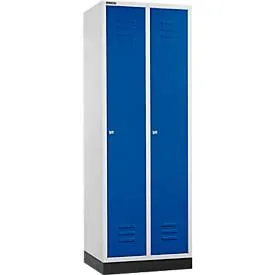 Schäfer Shop Select Kleiderspind, mit 2 Abteilen, mit Sockel, Zylinderschloss, lichtgrau/enzianblau