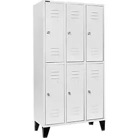 Schäfer Shop Select Kleiderspind, mit 3 x 2 Abteilen, 300 mm, mit Füssen, Zylinderschloss, Tür lichtgrau