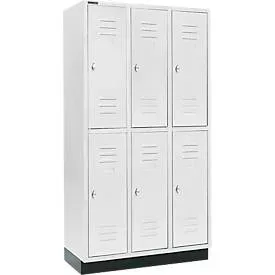 Schäfer Shop Select Kleiderspind, mit 3 x 2 Abteilen, 300 mm, mit Sockel, Drehriegelverschluss, Tür lichtgrau