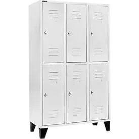 Schäfer Shop Select Kleiderspind, mit 3 x 2 Abteilen, 400 mm, mit Füssen, Drehriegelverschluss, Tür lichtgrau