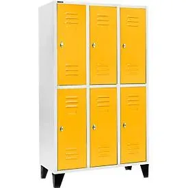 Schäfer Shop Select Kleiderspind, mit 3 x 2 Abteilen, 400 mm, mit Füssen, Drehriegelverschluss, Tür rapsgelb