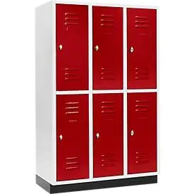 Schäfer Shop Select Kleiderspind, mit 3 x 2 Abteilen, 400 mm, mit Sockel, Drehriegelverschluss, Tür rubinrot