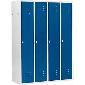 Schäfer Shop Select Kleiderspind mit 4 Abteilen, Drehriegelverschluss, lichtgrau/enzianblau