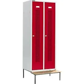 Schäfer Shop Select Kleiderspind, mit Sitzbank, 2 Abteile, 400 mm, Zylinderschloss, Tür rubinrot