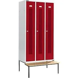 Schäfer Shop Select Kleiderspind, mit Sitzbank, 3 Abteile, 300 mm, Zylinderschloss, Tür rubinrot