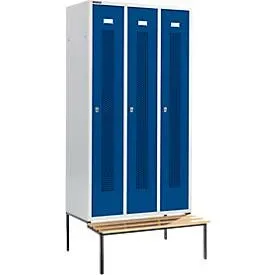 Schäfer Shop Select Kleiderspind, mit Sitzbank, 3 Abteile, 300 mm, Drehriegelverschluss, Tür enzianblau