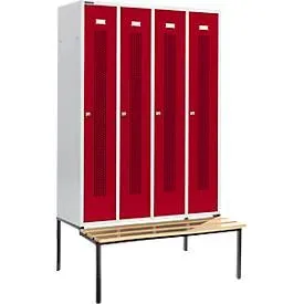 Schäfer Shop Select Kleiderspind, mit Sitzbank, 4 Abteile, 300 mm, Zylinderschloss, Tür rubinrot
