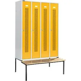 Schäfer Shop Select Kleiderspind, mit Sitzbank, 4 Abteile, 300 mm, Zylinderschloss, Tür rubinrot