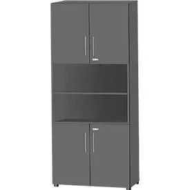 Schäfer Shop Select Kombischrank Start Off, 6 OH, 4 OH m. Tür, abschliessbar, B 800 x T 420 x H 2196 mm, graphit/graphit