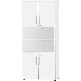 Schäfer Shop Select Kombischrank Start Off, 6 OH, 4 OH m. Tür, abschliessbar, B 800 x T 420 x H 2196 mm, weiss/weiss