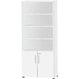 Schäfer Shop Select Kombischrank Start Off, 6 OH, 2 OH mit Tür, abschliessbar, B 800 x T 420 x H 2196 mm, weiss/weiss