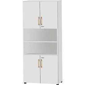 Schäfer Shop Select Kombischrank Start Off Wood, 6 OH, abschliessbar, B 800 x T 420 x H 2240 mm, Holz, lichtgrau