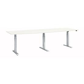 Schäfer Shop Select Konferenztisch ERGO-T 2.0 Big, bis 8 Personen, elektrisch höhenverstellbar, Tonne, T-Fuss, B 2800 mm, weiss/weissalu