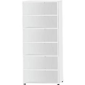 Schäfer Shop Select Regal, B 800 x T 420 x H 2196 mm, 6 OH & 5 Fachböden, weiss