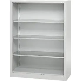 Schäfer Shop Select Regalschrank MS, 4 OH, B 1200 x T 400 x H 1584 mm, Stahlblech, Lichtgrau