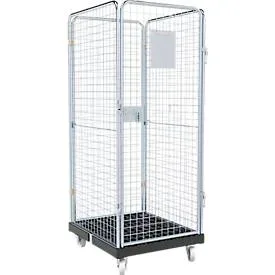 Schäfer Shop Select Rollbox ADB BASICline, 4-seitig, mit Tür, ohne Zwischenboden, bis 500 kg, Lenk- & Bockrollen, L 724 x B 815 x H 1800 mm, Stahl & Recycling-HDPE
