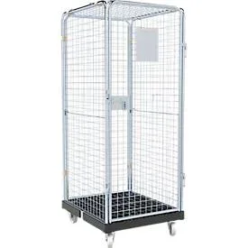 Schäfer Shop Select Rollbox ADB BASICline, 5-seitig, mit Tür, ohne Zwischenboden, bis 500 kg, Lenk- & Bockrollen, L 724 x B 815 x H 1810 mm, Stahl & Recycling-HDPE