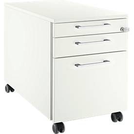 Schäfer Shop Select Rollcontainer 126, 3 Schübe, Griff eckig, weiss/weiss