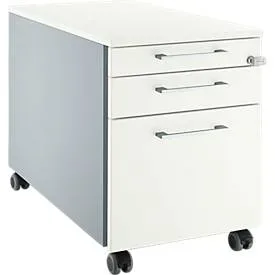 Schäfer Shop Select Rollcontainer 126, mit Griff eckig, weissalu/weissalu/weiss