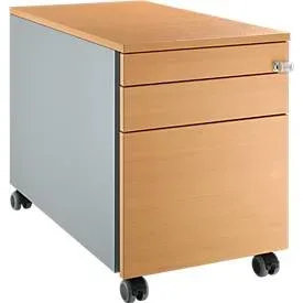 Schäfer Shop Select Rollcontainer 126, mit Griffnut, weissalu/weissalu/Buche-Dekor