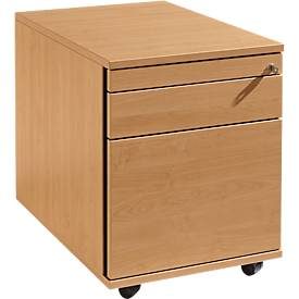 Schäfer Shop Select Rollcontainer 126, Utensilienauszug + Schubladen, abschliessbar, Spanplatte, B 428 x T 600 x H 540 mm, Buche