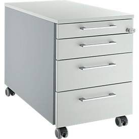 Schäfer Shop Select Rollcontainer 1233, mit Griff eckig, weissalu/lichtgrau/lichtgrau