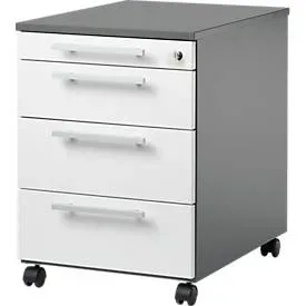 Schäfer Shop Select Rollcontainer SET UP, abschliessbar, B 432 x T 580 x H 595 mm, graphit/weiss