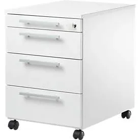 Schäfer Shop Select Rollcontainer SET UP, abschliessbar, B 432 x T 580 x H 595 mm, weiss/weiss
