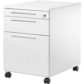 Schäfer Shop Select Rollcontainer Start Off 126, Utensilien-, Hängeregisterauszug, Schublade, abschliessbar, B 432 x T 580 x H 595 mm, weiss/weiss