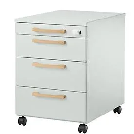Schäfer Shop Select Rollcontainer Start Off Wood, 3 Schübe, Utensilienauszug, B 432 x T 580 x H 595 mm, Holz, lichtgrau