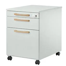 Schäfer Shop Select Rollcontainer Start Off Wood, Schub, Hängeregister & Utensilienauszug, B 432 x T 580 x H 595 mm, lichtgrau