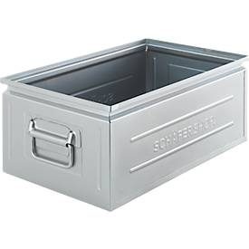 Schäfer Shop Select Stapelbox, 29,5 l, 50 kg, L 527 x B 308 x H 200 mm, Stahl, galvanisch verzinkt