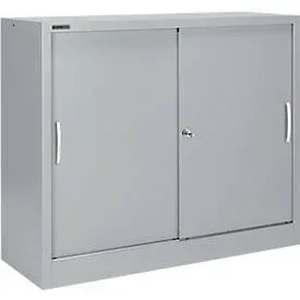 Schäfer Shop Select Schiebetürenschrank MS iCONOMY, Stahl, 3 Ordnerhöhen, B 1200 x T 400 x H 1215 mm, weissaluminium RAL 9006