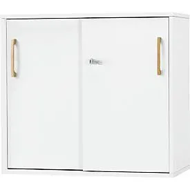 Schäfer Shop Select Schiebetürenschrank Start Off Wood, 2 OH, abschliessbar, B 800 x T 420 x H 726 mm, Holz, weiss