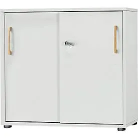 Schäfer Shop Select Schiebetürenschrank Start Off Wood, 2 OH, abschliessbar, Holz, B 800 x T 420 x H 788 mm, lichtgrau