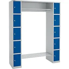 Schäfer Shop Select Schliessfachgarderobe, mit Hutablage & Kleiderstange, B 1565 x T 500 x H 1950 mm, weissalu/enzianblau