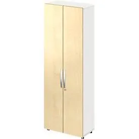 Schäfer Shop Select Schrank LOGIN, 6 Ordnerhöhen, B 800 x T 420 x H 2240 mm, weiss/Ahorn Dekor