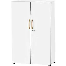 Schäfer Shop Select Schrank Start Off Wood, 4 OH, abschliessbar, B 800 x T 420 x H 1514 mm, Holz, weiss