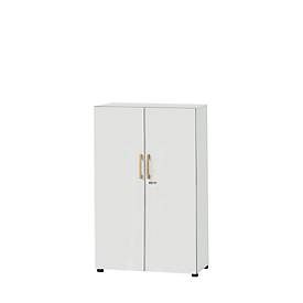Schäfer Shop Select Schrank Start Off Wood, 4 OH, abschliessbar, B 800 x T 420 x H 1514 mm, Holz, lichtgrau