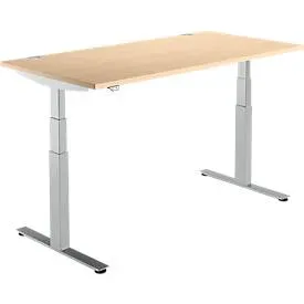 Schäfer Shop Select Schreibtisch DRIVE UP 2, elektrisch höhenverstellbar, Rechteck, T-Fuss, B 1600 x T 800 x H 630-1290 mm, Ahorn/weissaluminium