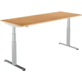 Schäfer Shop Select Schreibtisch DRIVE UP 2, elektrisch höhenverstellbar, Rechteck, T-Fuss, B 1800 x T 800 x H 630-1290 mm, Buche/weissaluminium