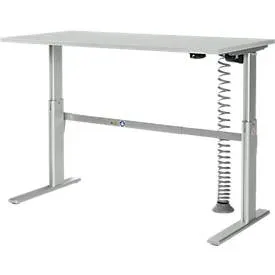 Schäfer Shop Select Schreibtisch, elektrisch höhenverstellbar, Rechteck, C-Fuss, B 1600 x T 800 x H 725-1185 mm, lichtgrau/alusilber