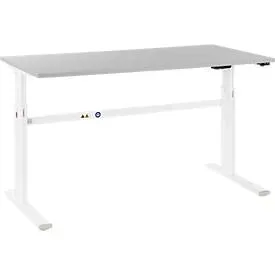 Schäfer Shop Select Schreibtisch, elektrisch höhenverstellbar, Rechteck, C-Fuss, B 1600 x T 800 x H 725-1185 mm, lichtgrau/weiss
