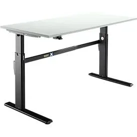 Schäfer Shop Select Schreibtisch, elektrisch höhenverstellbar, Rechteck, C-Fuss, B 1800 x T 800 x H 725-1185 mm, lichtgrau/schwarz