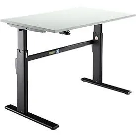 Schäfer Shop Select Schreibtisch, elektrisch höhenverstellbar, Rechteck, C-Fuss, B 1200 x T 800 x H 725-1185 mm, lichtgrau/schwarz