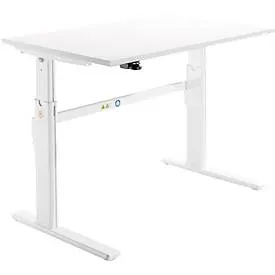 Schäfer Shop Select Schreibtisch, elektrisch höhenverstellbar, Rechteck, C-Fuss, B 1200 x T 800 x H 725-1185 mm, weiss