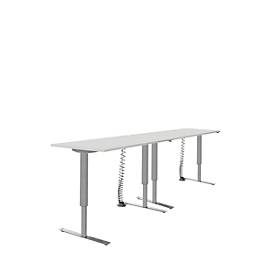 Schäfer Shop Select Schreibtisch, elektrisch höhenverstellbar, Rechteck, T-Fuss, B 1600 x T 800 x H 705-1205 mm, lichtgrau/weissaluminium
