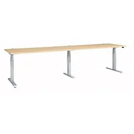 Schäfer Shop Select Schreibtisch ERGO-T 2.0 Big, elektr. höhenverstellbar, Rechteck, T-Fuss, B 3200 x T 800 x H 640-1300 mm, Ahorn/weissalu