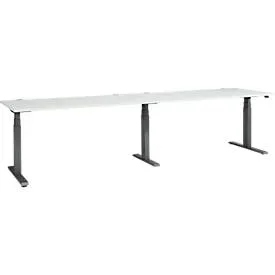 Schäfer Shop Select Schreibtisch ERGO-T 2.0 Big, elektr. höhenverstellbar, Rechteck, T-Fuss, B 3200 x T 800 x H 640-1300 mm, lichtgrau/anthrazit