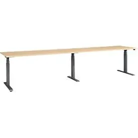 Schäfer Shop Select Schreibtisch ERGO-T 2.0 Big, elektr. höhenverstellbar, Rechteck, T-Fuss, B 3600 x T 800 x H 640-1300 mm, Ahorn/anthrazit